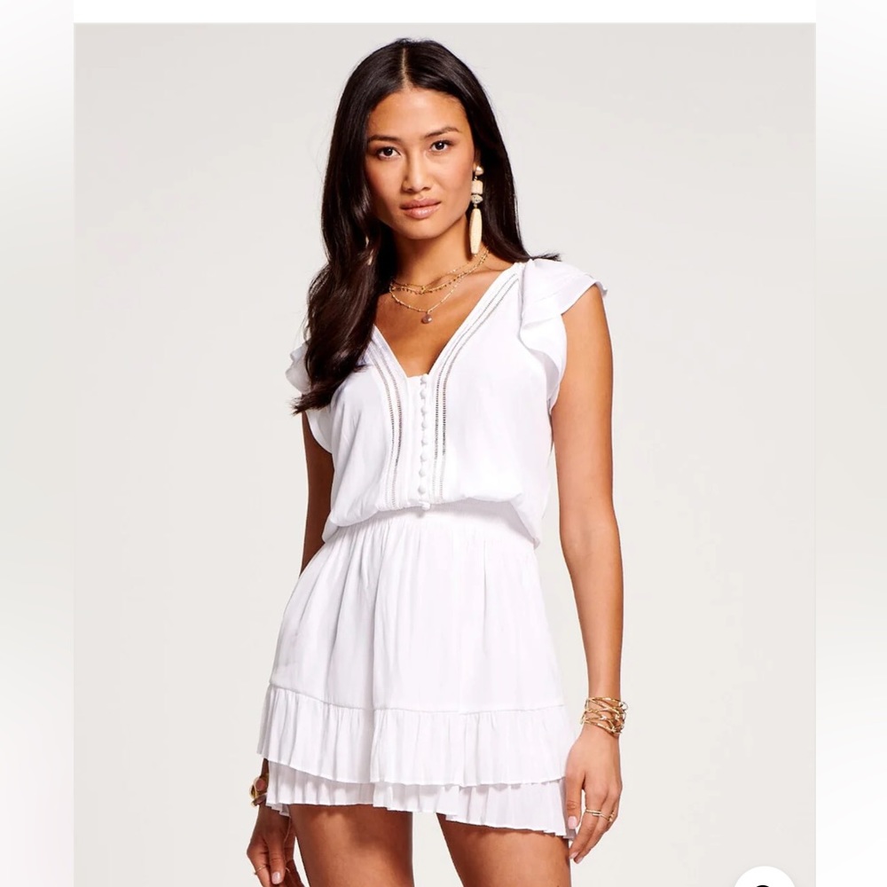 Ramy brook Lola flutter dress white size XS